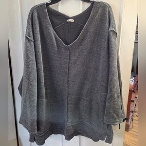 Free People / We The Free Day Off Fleece Lounge Pullover. XL Grey